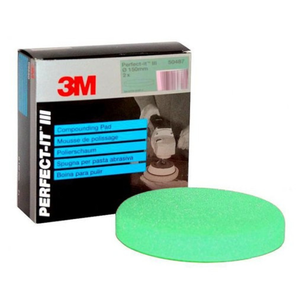 3M Perfect-It III Compounding Pad Green, poliravimo kempinė, žalia, 150mm