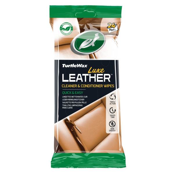 TURTLE WAX Luxe Leather Wipes, drėgnos servėtėlės odai, 24 vnt