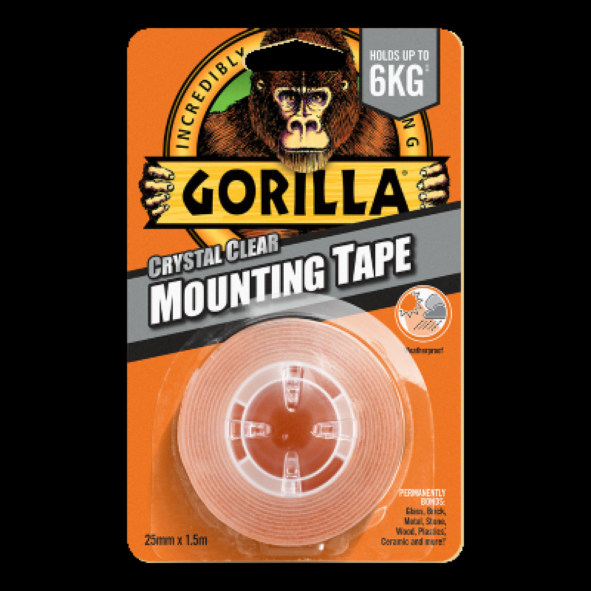 Gorilla Mounting Tape, Dvipusė lipni juosta, 1.5mx25mm