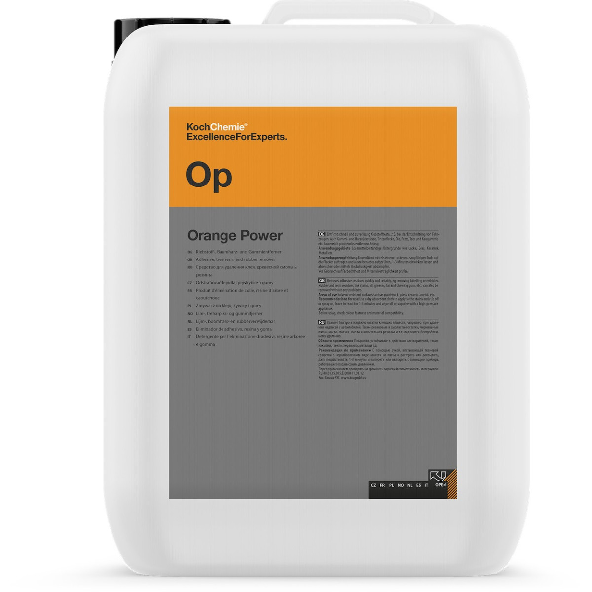 KOCH CHEMIE Adhesive&Rubber Remover Orange Power Op, klijų, dervų ir kramtomos gumos valiklis, 10L