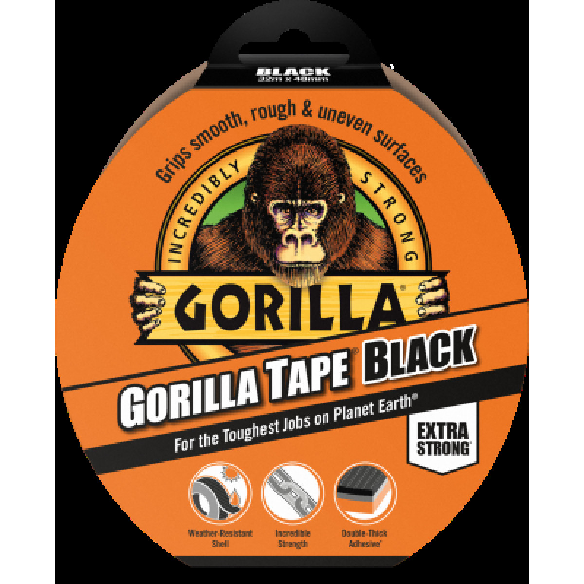 Gorilla Tape Black, lipni juosta, juoda, 32mx48mm