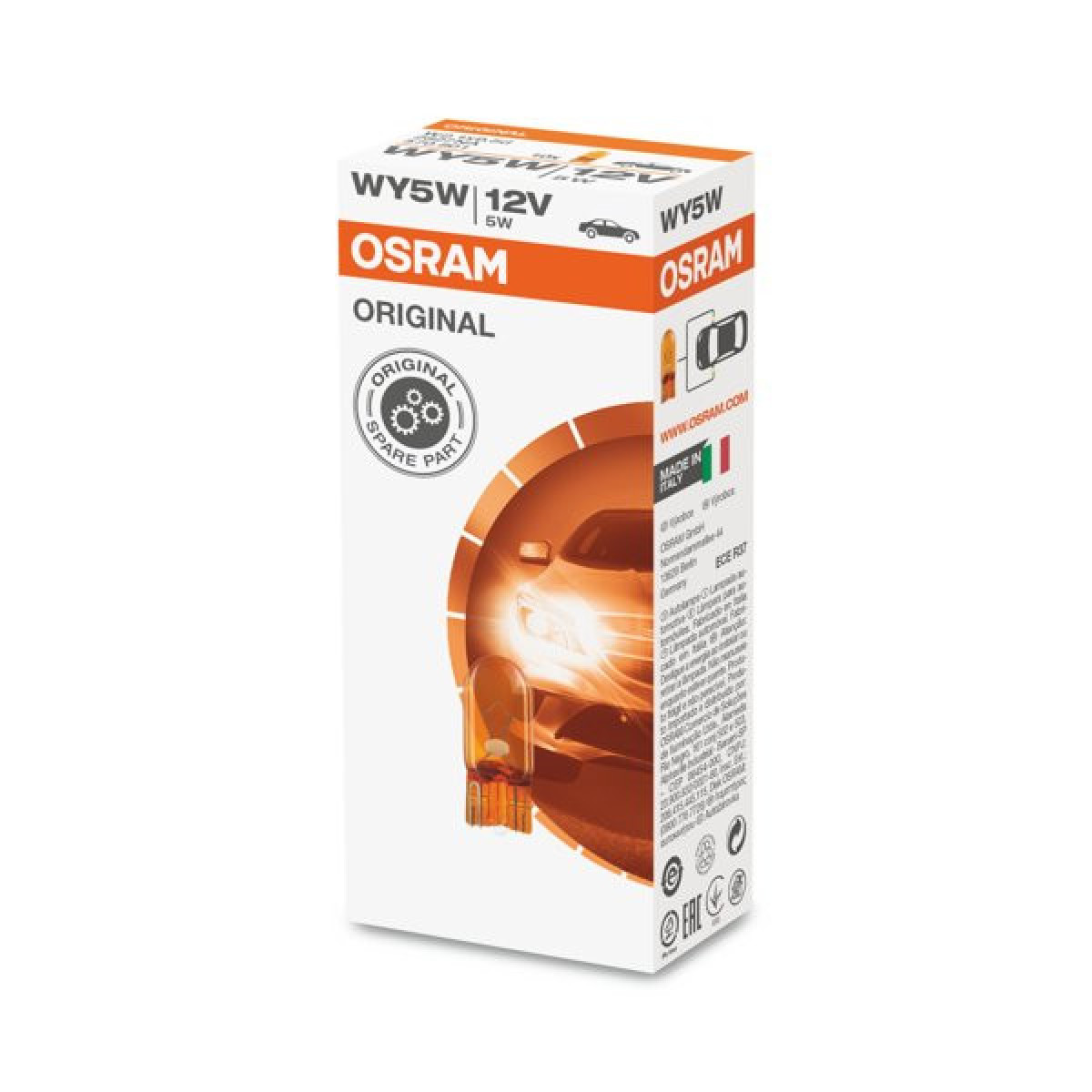 OSRAM Automobilinė lemputė geltona 5W 12V W2.1x9,5D, 1vnt