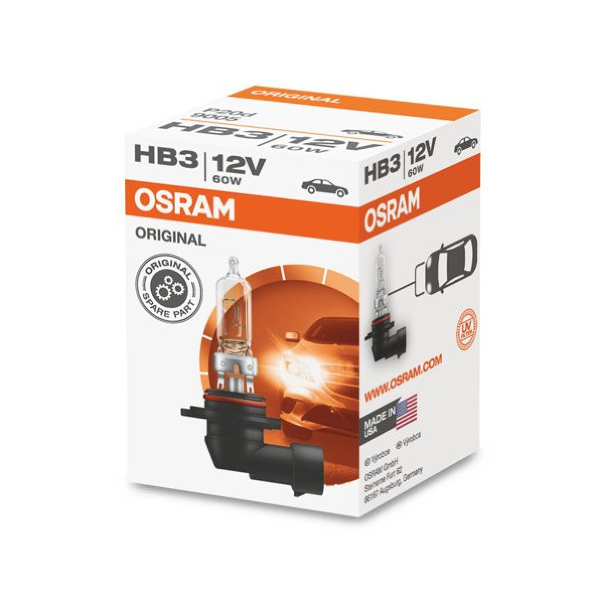 OSRAM Automobilinė lemputė HB3 60W 12V P20D (amerikietiškiems automobiliams), 1vnt OSRAM Automobilinė lemputė HB3 60W 12V P20D (amerikietiškiems automobiliams), 1vnt