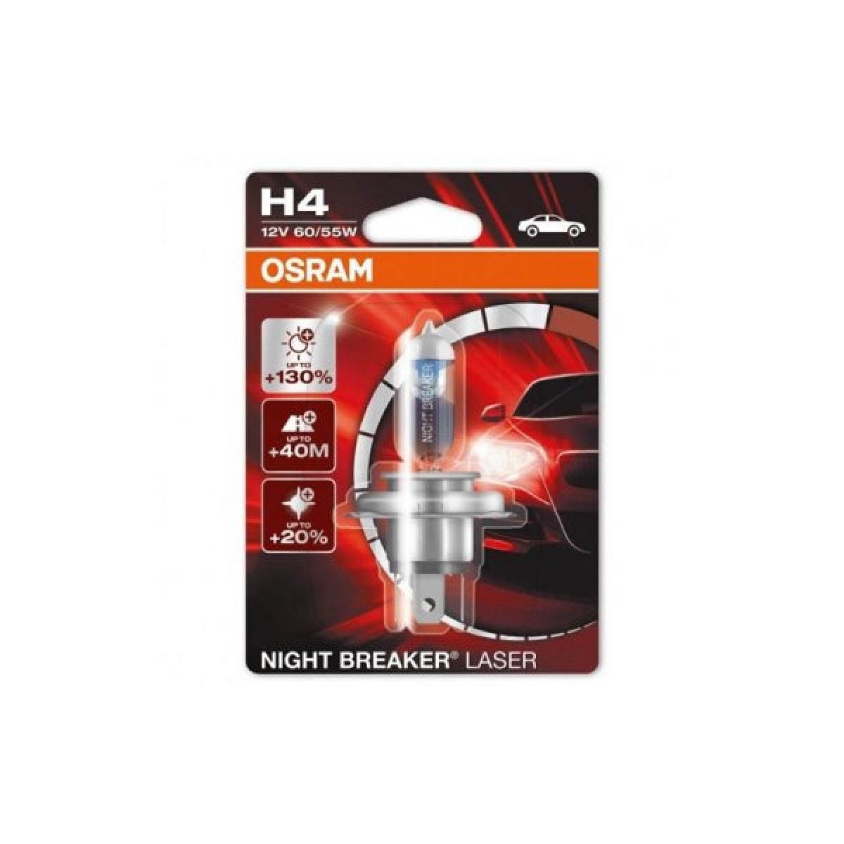 OSRAM Automobilinė lemputė NIGHT BREAKER LASER H4 60/55W 12V P43T, 1vnt