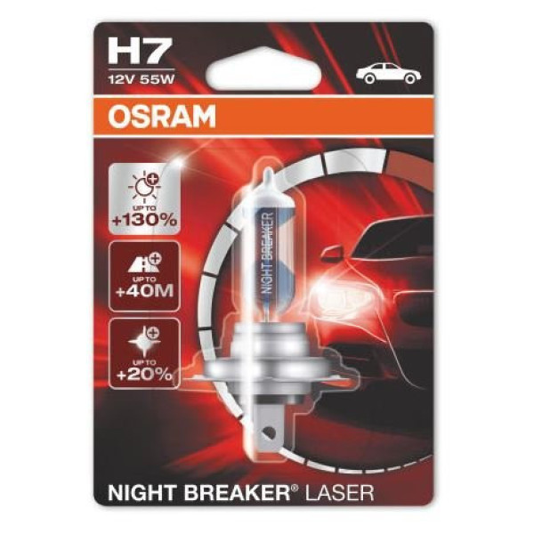 OSRAM Automobilinė lemputė Night Breaker Laser H7 55W 12V PX26D, 1vnt