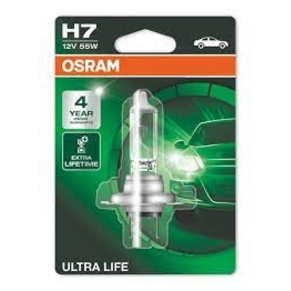 OSRAM Automobilinė lemputė, ULTRA LIFE H7 55W 12V PX26D, 1vnt