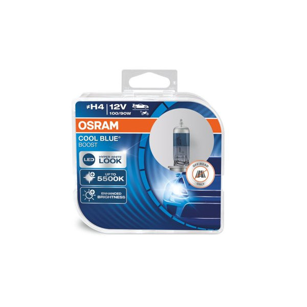 OSRAM Automobilinės lemputės COOL BLUE BOOST H4 100/90W 12V P43T, 2vnt