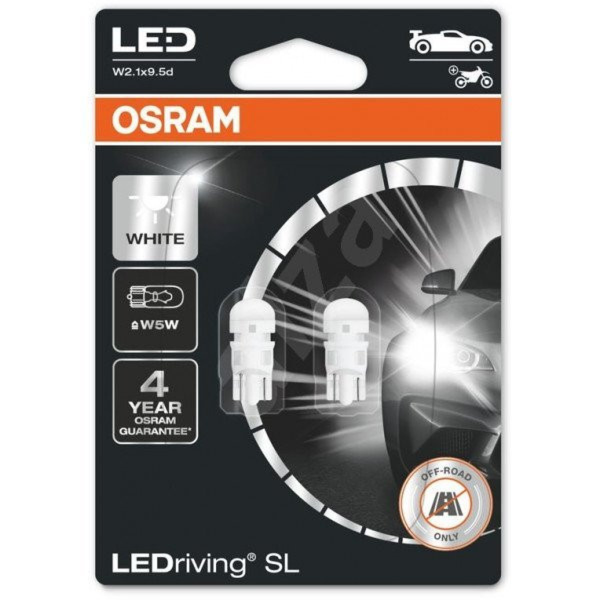 OSRAM Automobilinės lemputės LED Retrofit 1W 12V W2.1x9.5D, 2vnt
