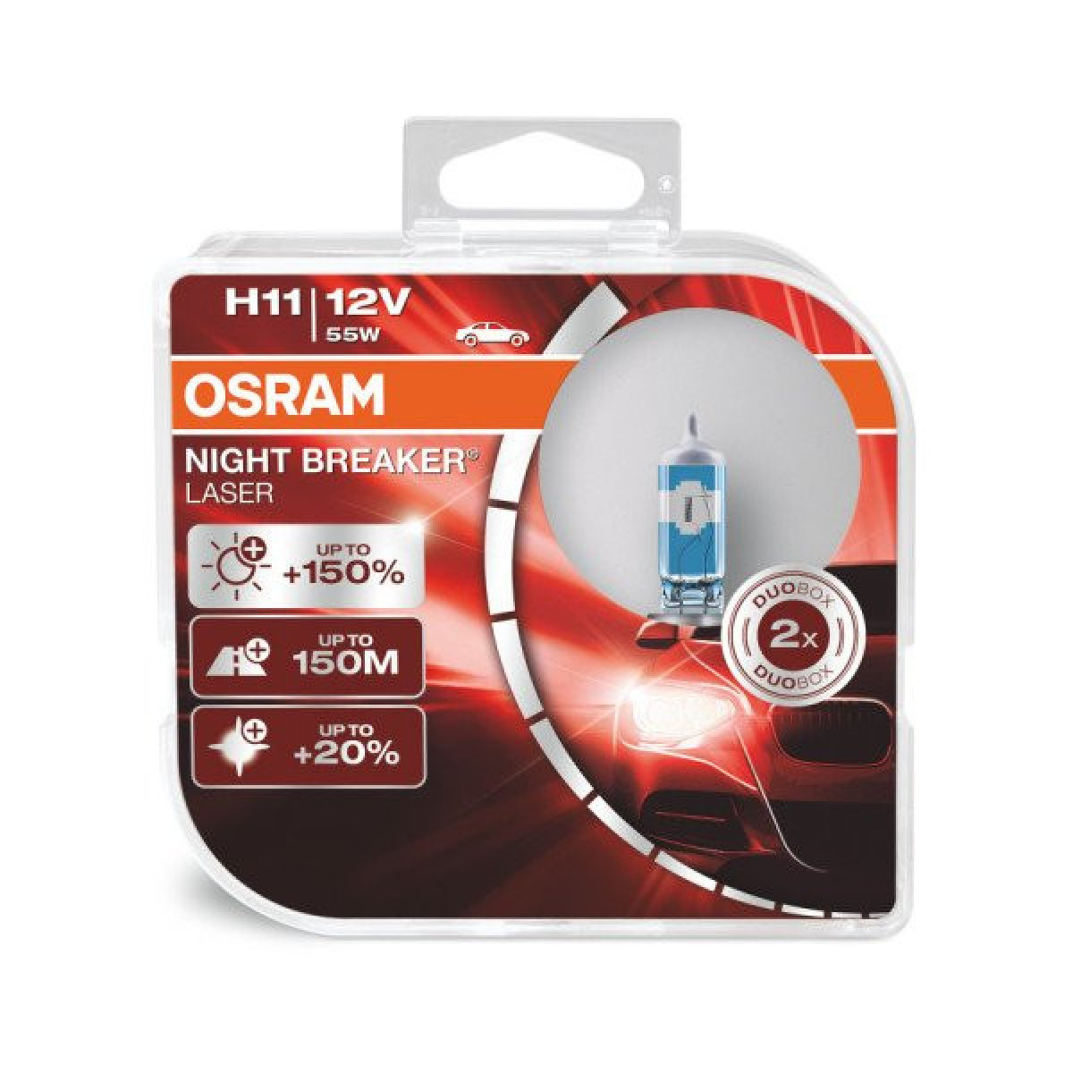 OSRAM Automobilinės lemputės NIGHT BREAKER LASER +150% H11 55W 12V PGJ19-2, 2vnt