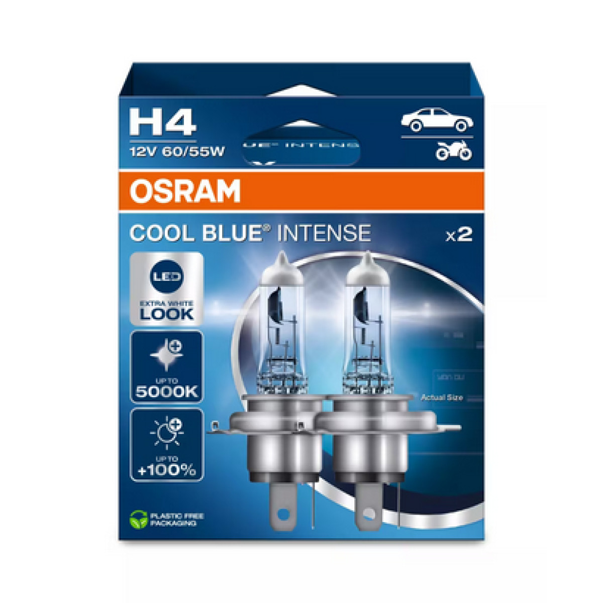 OSRAM Automobilinės lemputės COOL BLUE INTENSE H4 NEXT GEN 5000K 60/55W 12V P43T, 2vnt