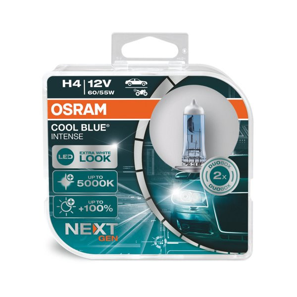 OSRAM Automobilinės lemputės COOL BLUE INTENSE H4 NEXT GEN 5000K 60/55W 12V P43T, 2vnt