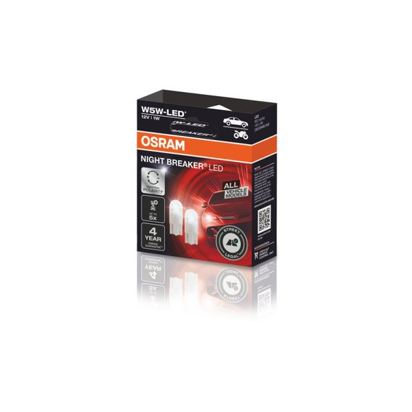 OSRAM Automobilinės lemputės NIGHT BREAKER LED W5W Street 1W 5700K 50lm (2825), 2vnt