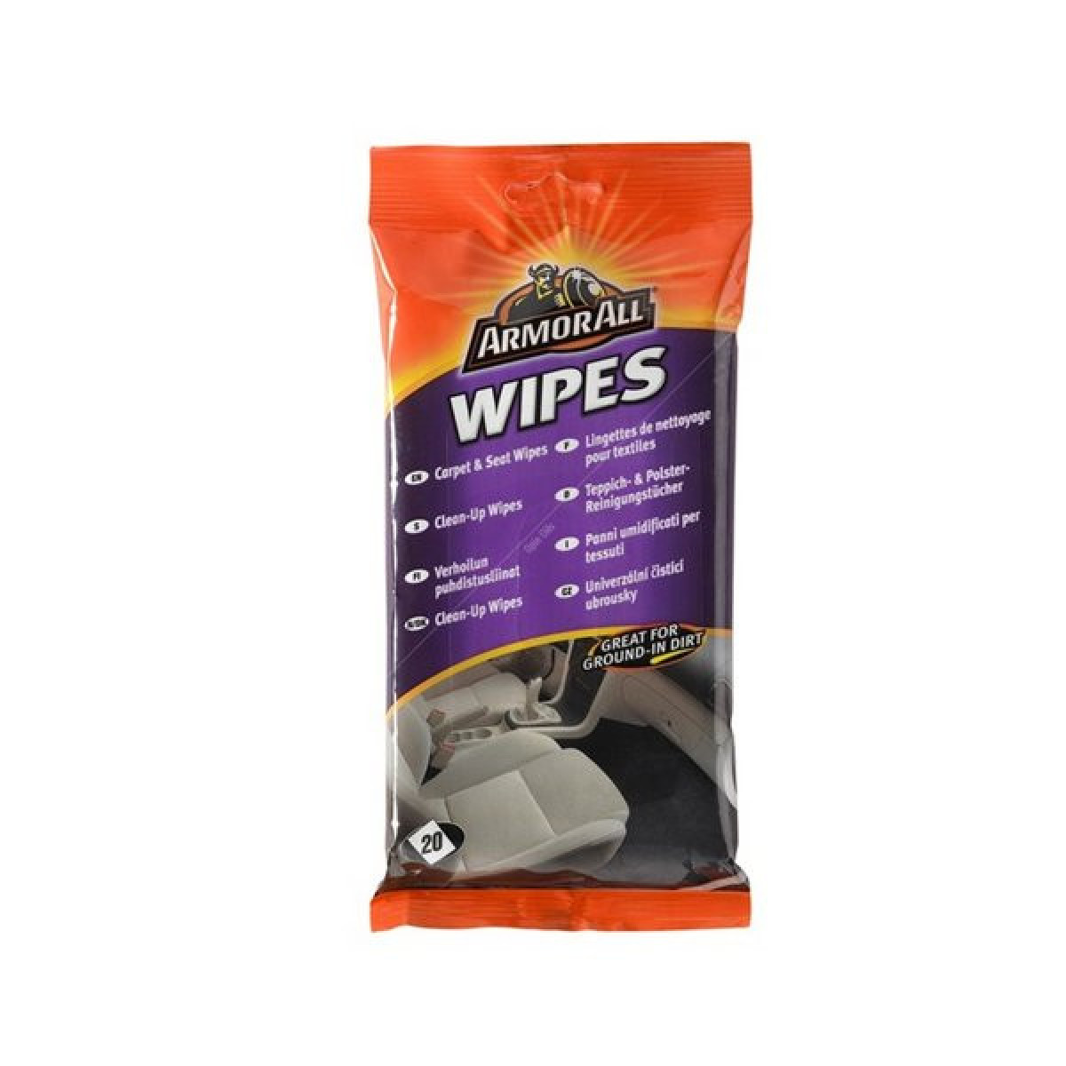 ARMORALL CRPT & Seat flow wipes, Servetėlės apmušalams valyti, 20vnt
