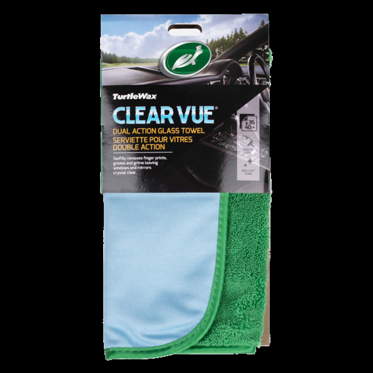 TURTLE WAX Clear vue, Dvipusė langų valymo šluostė 35 x 40 cm