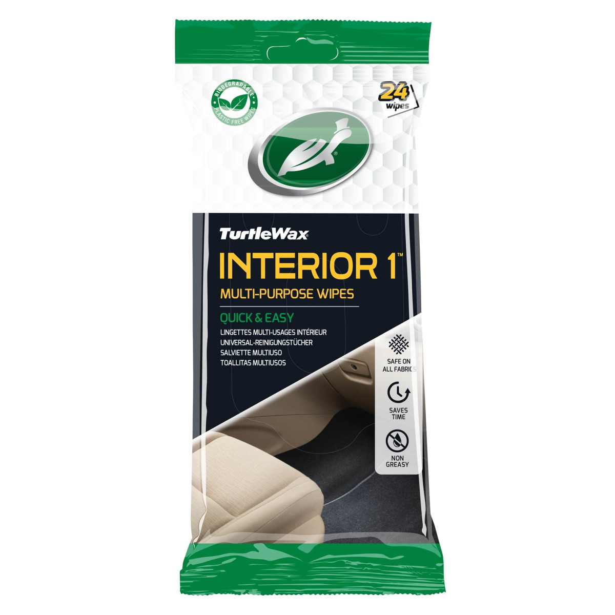 TURTLE WAX Interior1 wipes, universalios salono servetėlės, 24 vnt