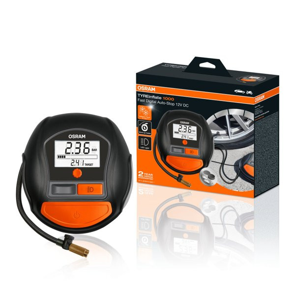 OSRAM TYREinflate 1000, skaitmeninis oro kompresorius, 15A 5.5bar