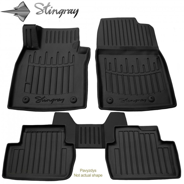 Guminiai 3D kilimėliai BMW 3 F30, F31 2011-2019m., 5 vnt. / juoda / 5027095 / paaukštintais kraštais