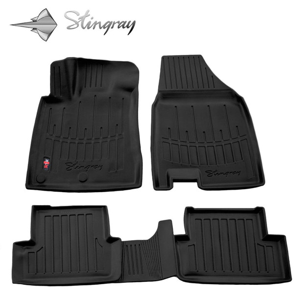 Guminiai 3D kilimėliai NISSAN Qashqai 2007-2014m., 4 vnt. / juoda / 5014014 / paaukštintais kraštais