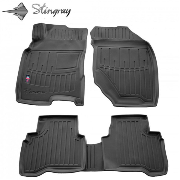 Guminiai 3D kilimėliai NISSAN X-Trail T30 2001-2007m., 5 pc. / juoda / 5014115 / paaukštintais kraštais