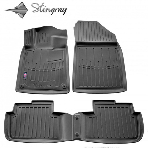 Guminiai 3D kilimėliai PEUGEOT 407 2004-2011m., 4 pc. / juoda / 5016134 / paaukštintais kraštais