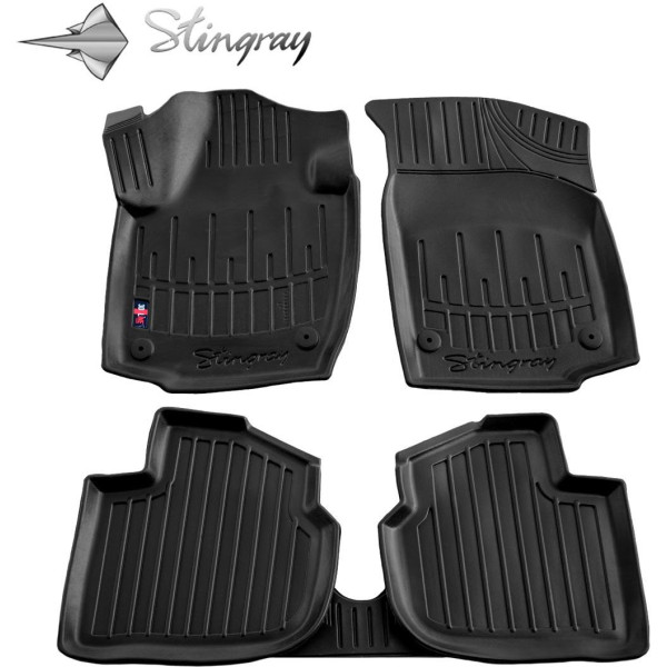Guminiai 3D kilimėliai SEAT Toledo IV 2012-2019m., 5 vnt. / juoda / 5020035 / paaukštintais kraštais