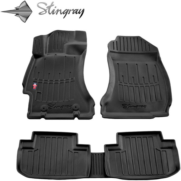 Guminiai 3D kilimėliai SUBARU Forester SJ 2012-2018m., 5 vnt. / juoda / 5029015 / paaukštintais kraštais