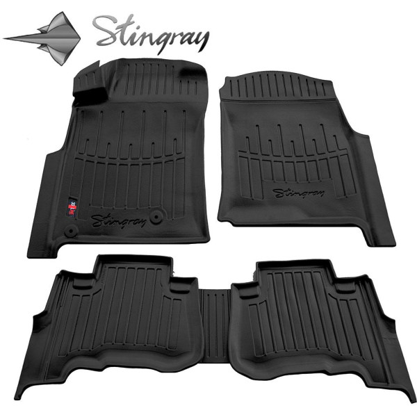 Guminiai 3D kilimėliai TOYOTA Land Cruiser Prado J120 2002-2009m., 5 vnt. / juoda / 5022095 / paaukštintais kraštais