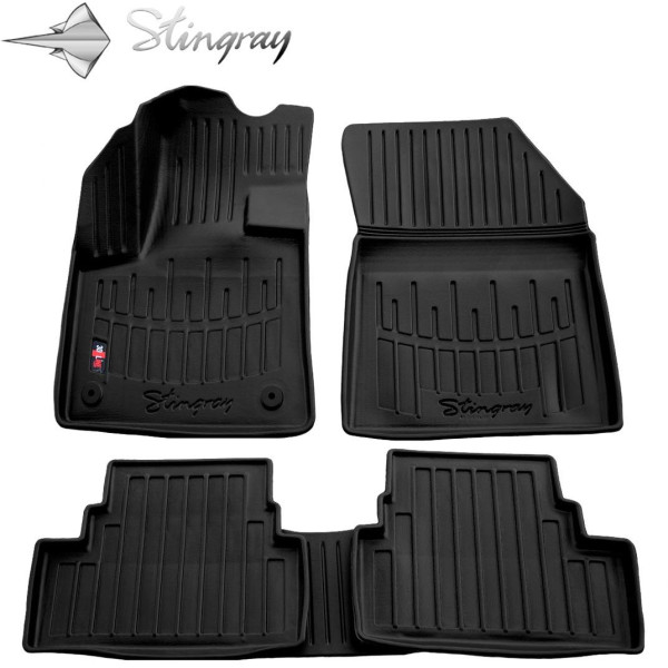 Guminiai 3D kilimėliai PEUGEOT 3008 2016-2020m. 5 vnt. / juoda / 5016035 / paaukštintais kraštais