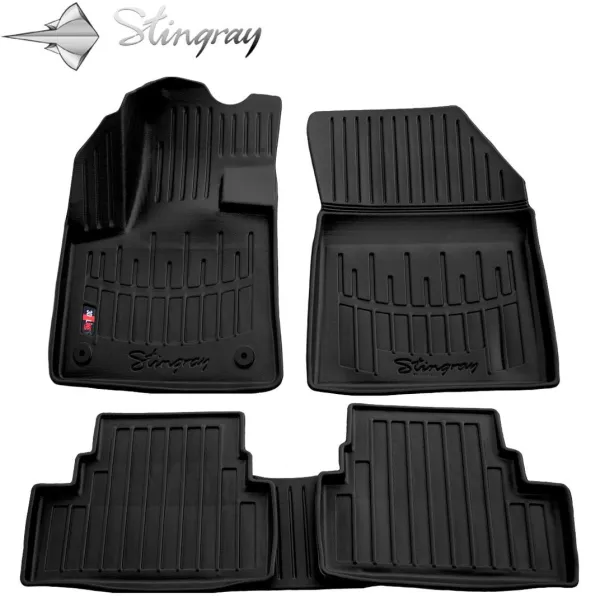 Guminiai 3D kilimėliai PEUGEOT 3008 2016-2020m. 5 vnt. / juoda / 5016035 / paaukštintais kraštais