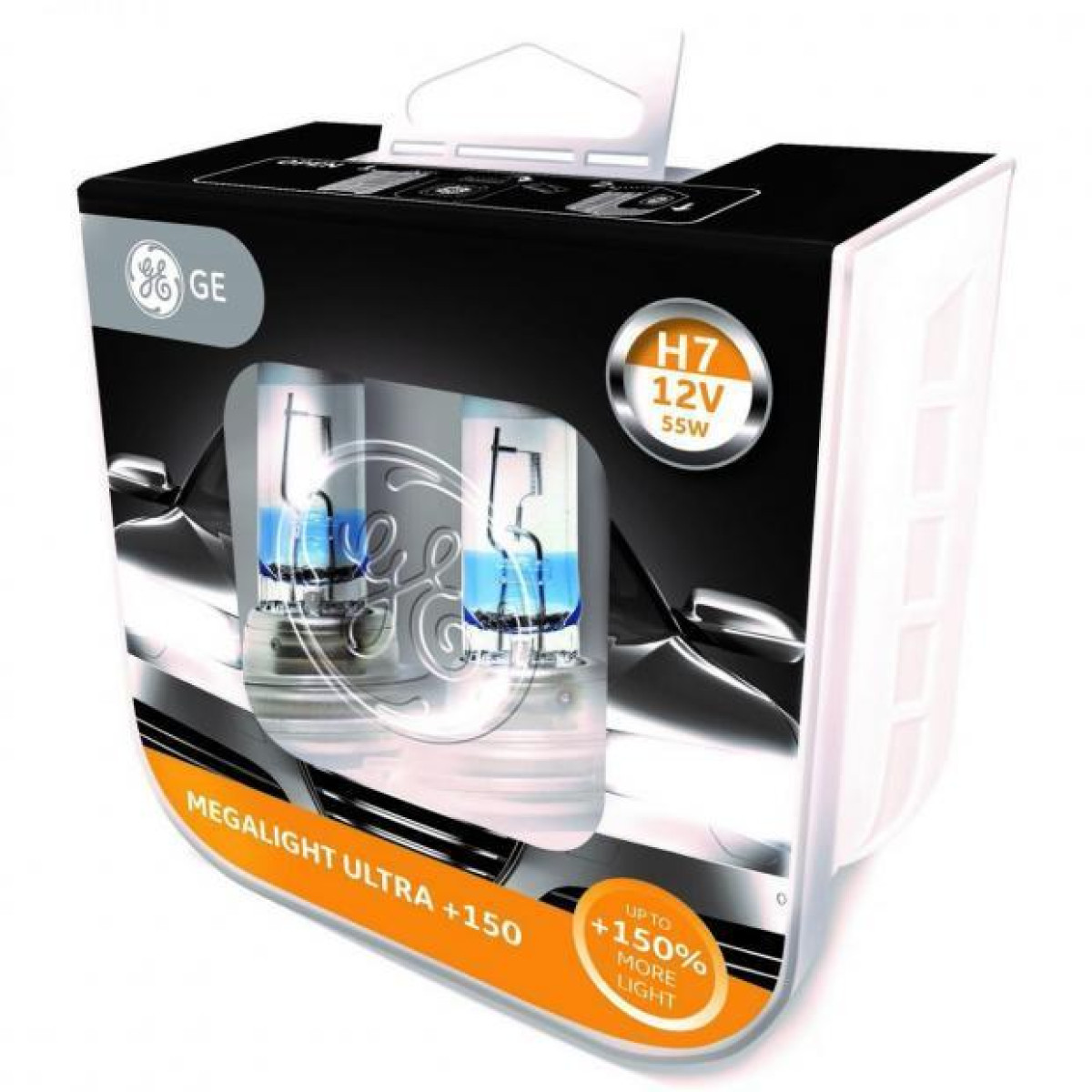 GE lemputės Megalight Ultra +150 H7 12V 55W (komplektas) 93080358 GE lemputės Megalight Ultra +150 H7 12V 55W (komplektas) 93080358