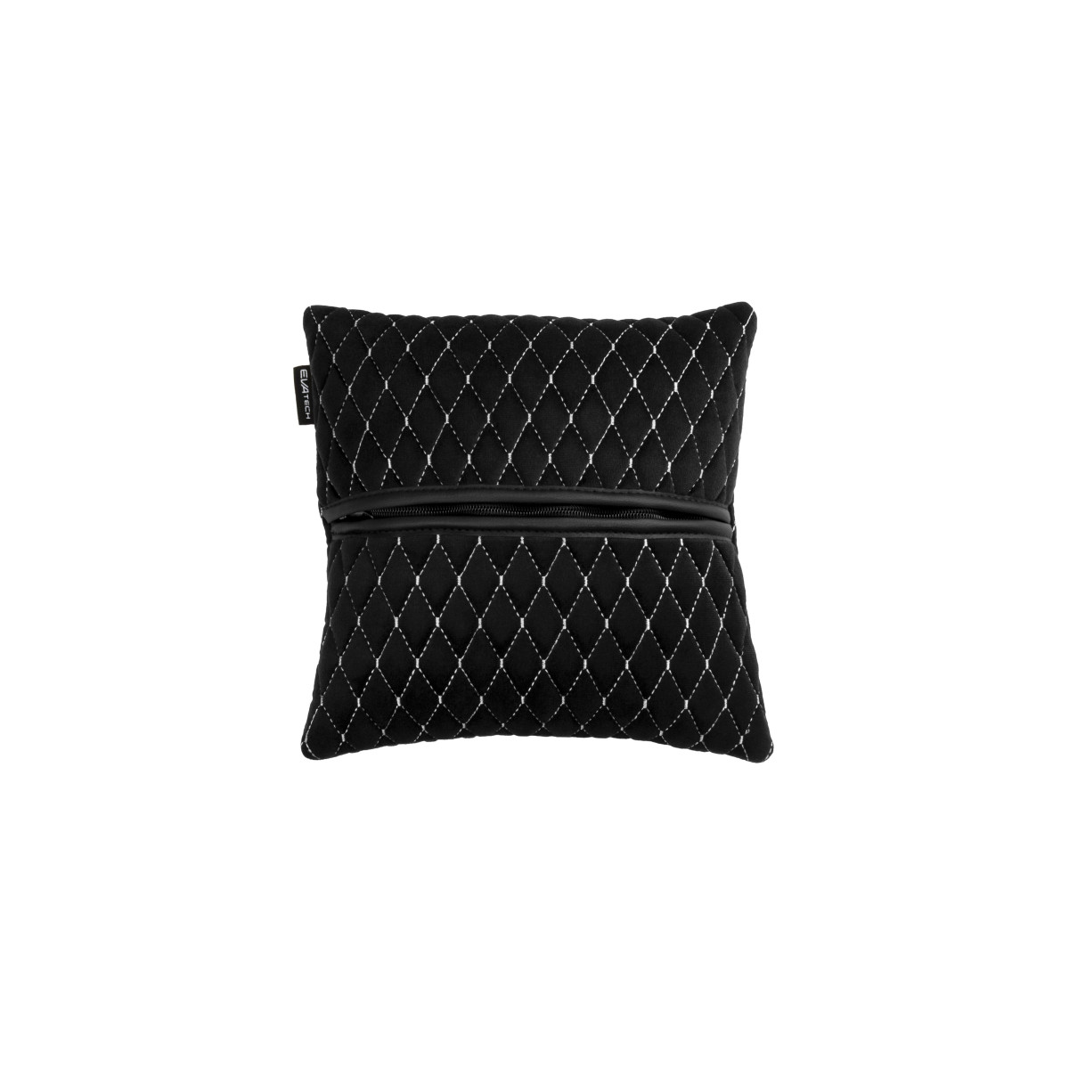 Automobilio pagalvė EVAtech 30x30 cm - juoda / baltos siūlės Automobilio pagalvė EVAtech 30x30 cm - juoda / baltos siūlės