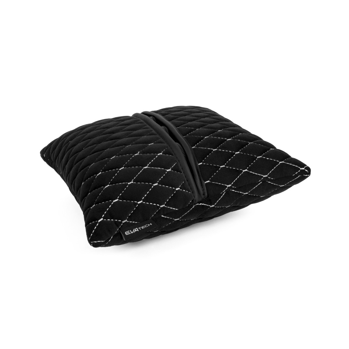 Automobilio pagalvė EVAtech 30x30 cm - juoda / baltos siūlės Automobilio pagalvė EVAtech 30x30 cm - juoda / baltos siūlės
