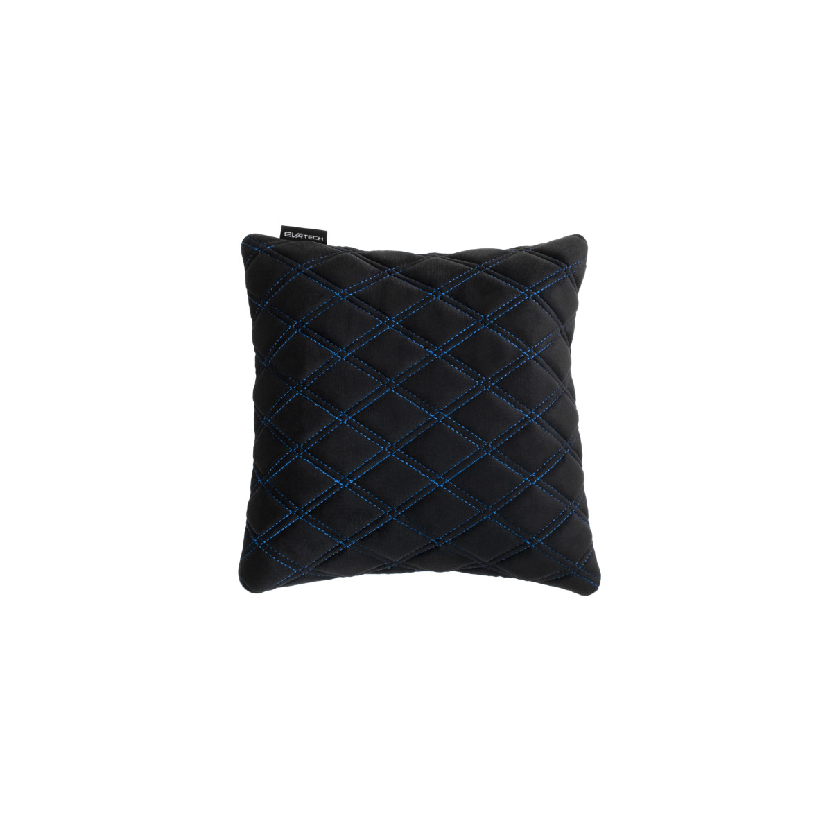 Automobilio pagalvė EVAtech 30x30 cm - juoda / mėlynos siūlės Automobilio pagalvė EVAtech 30x30 cm - juoda / mėlynos siūlės