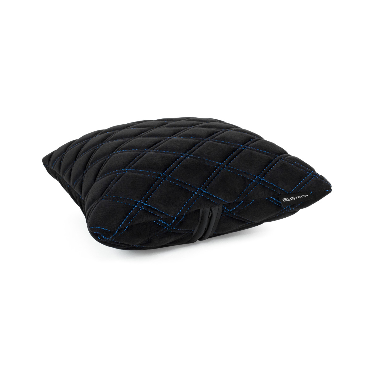 Automobilio pagalvė EVAtech 30x30 cm - juoda / mėlynos siūlės Automobilio pagalvė EVAtech 30x30 cm - juoda / mėlynos siūlės