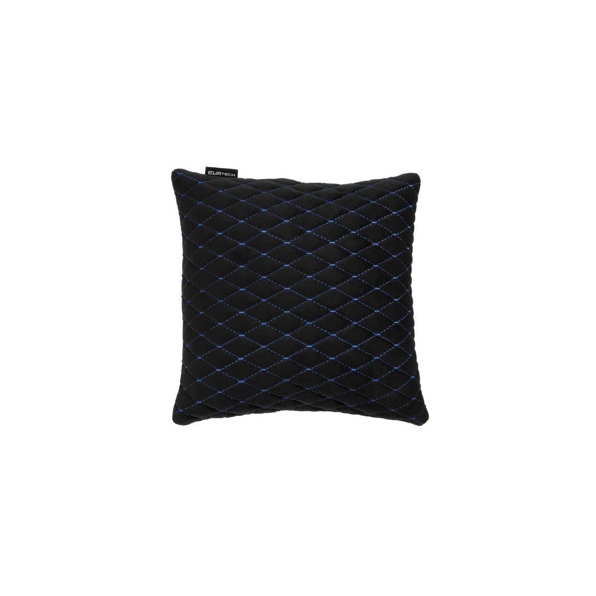 Automobilio pagalvė EVAtech 30x30 cm - juoda / mėlynos siūlės Automobilio pagalvė EVAtech 30x30 cm - juoda / mėlynos siūlės