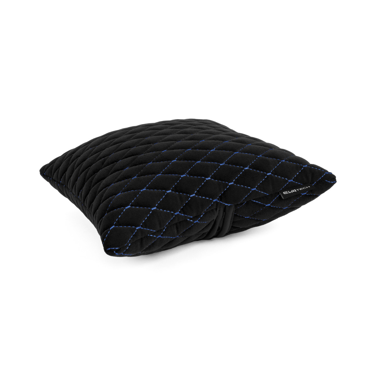 Automobilio pagalvė EVAtech 30x30 cm - juoda / mėlynos siūlės Automobilio pagalvė EVAtech 30x30 cm - juoda / mėlynos siūlės