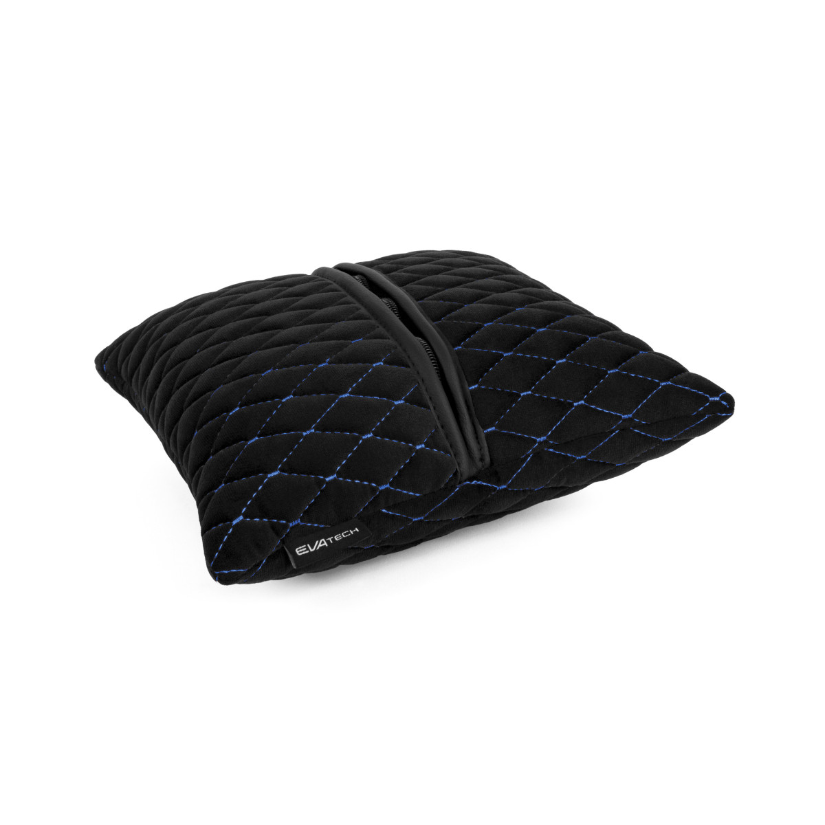 Automobilio pagalvė EVAtech 30x30 cm - juoda / mėlynos siūlės Automobilio pagalvė EVAtech 30x30 cm - juoda / mėlynos siūlės