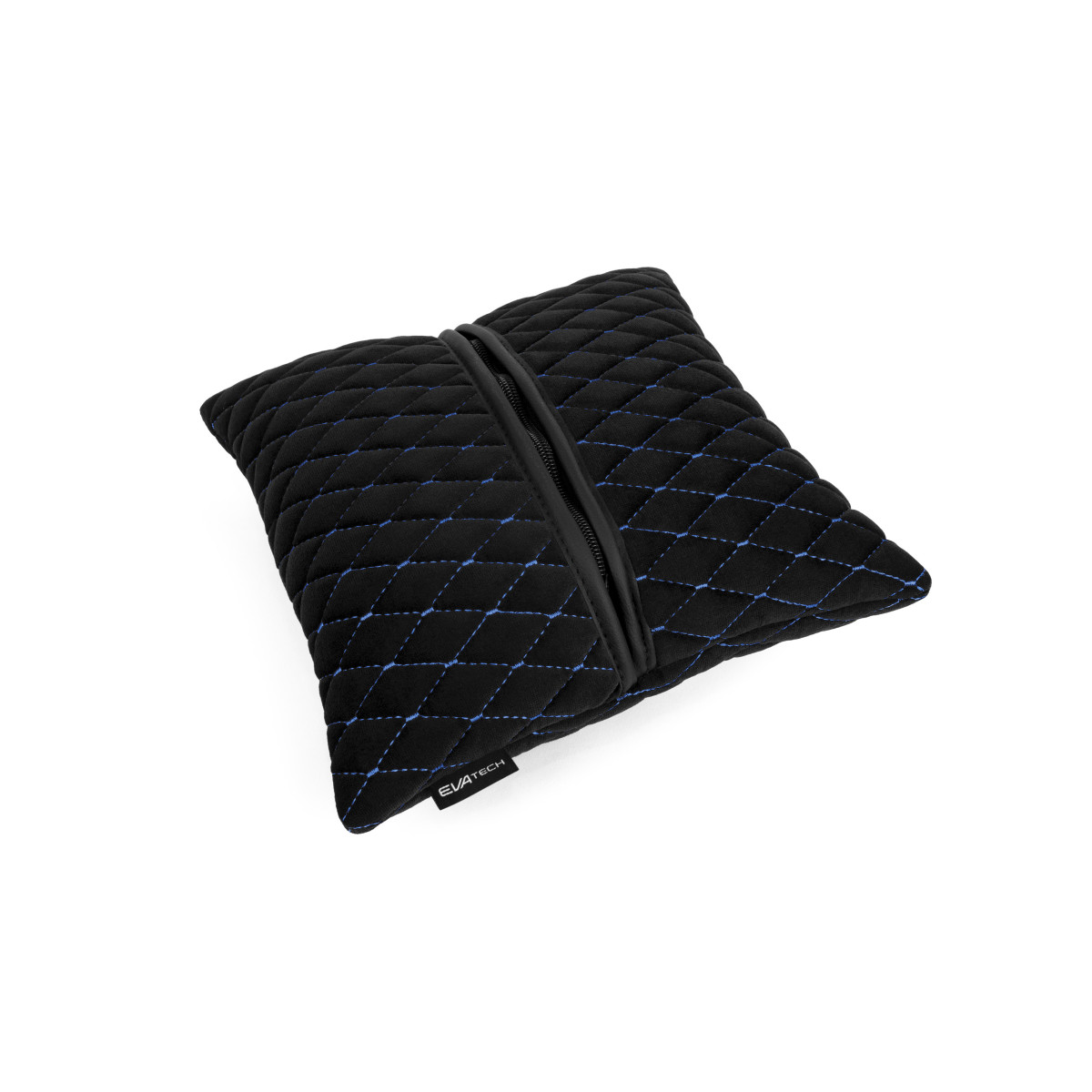 Automobilio pagalvė EVAtech 30x30 cm - juoda / mėlynos siūlės Automobilio pagalvė EVAtech 30x30 cm - juoda / mėlynos siūlės