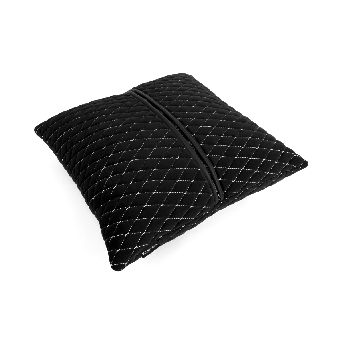 Automobilio pagalvė EVAtech 40x40 cm - juoda / baltos siūlės Automobilio pagalvė EVAtech 40x40 cm - juoda / baltos siūlės