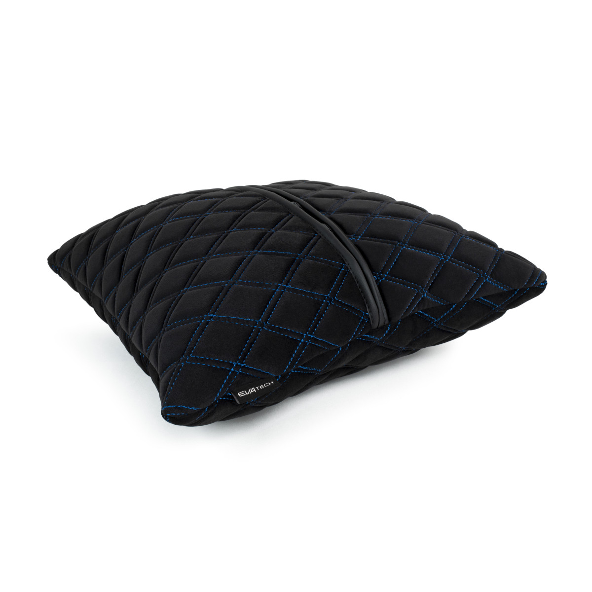 Automobilio pagalvė EVAtech 40x40 cm - juoda / mėlynos siūlės Automobilio pagalvė EVAtech 40x40 cm - juoda / mėlynos siūlės