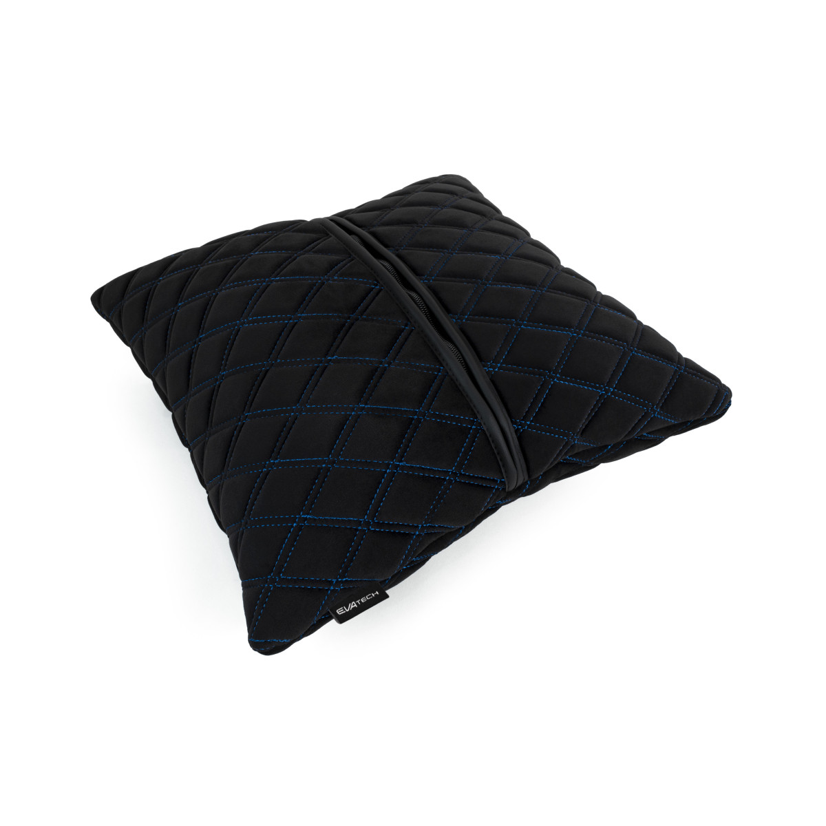 Automobilio pagalvė EVAtech 40x40 cm - juoda / mėlynos siūlės Automobilio pagalvė EVAtech 40x40 cm - juoda / mėlynos siūlės