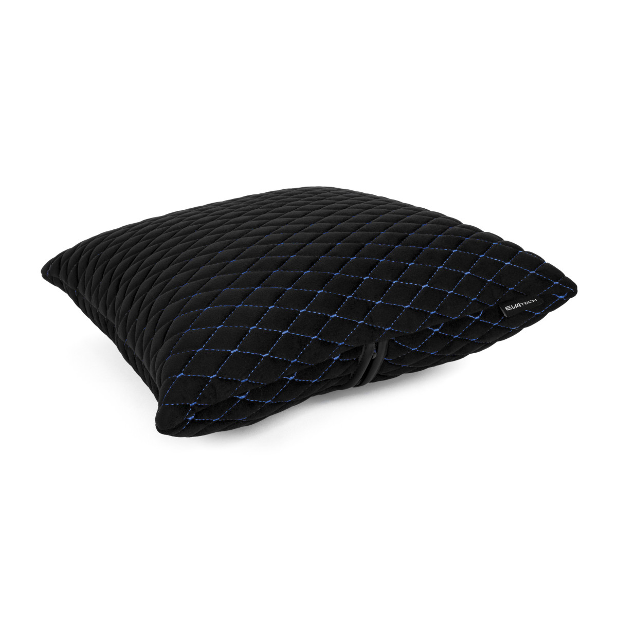 Automobilio pagalvė EVAtech 40x40 cm - juoda / mėlynos siūlės Automobilio pagalvė EVAtech 40x40 cm - juoda / mėlynos siūlės