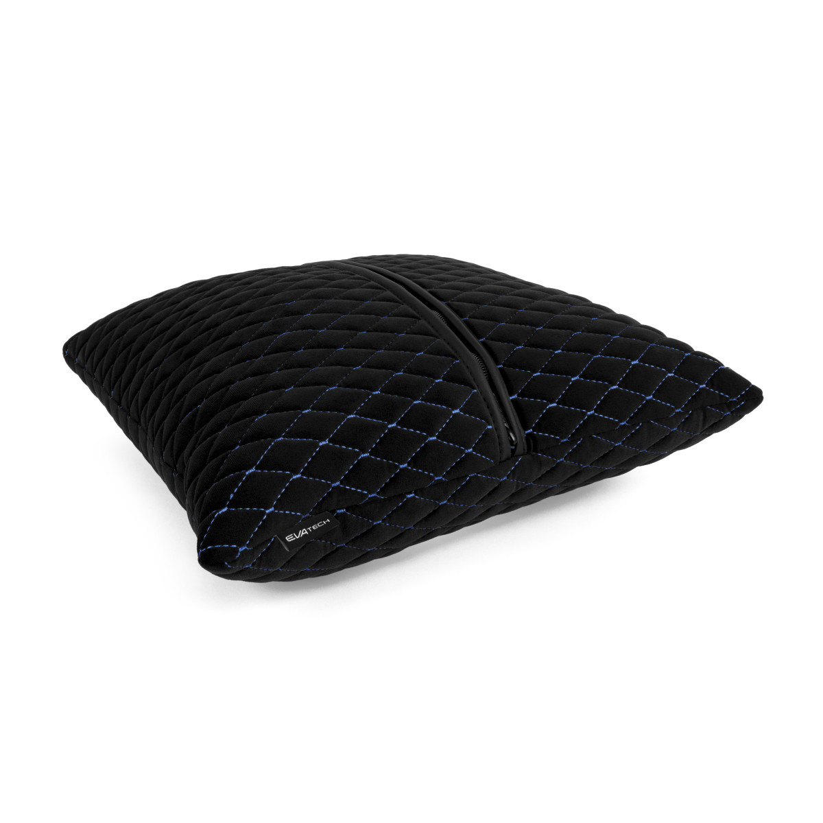 Automobilio pagalvė EVAtech 40x40 cm - juoda / mėlynos siūlės Automobilio pagalvė EVAtech 40x40 cm - juoda / mėlynos siūlės