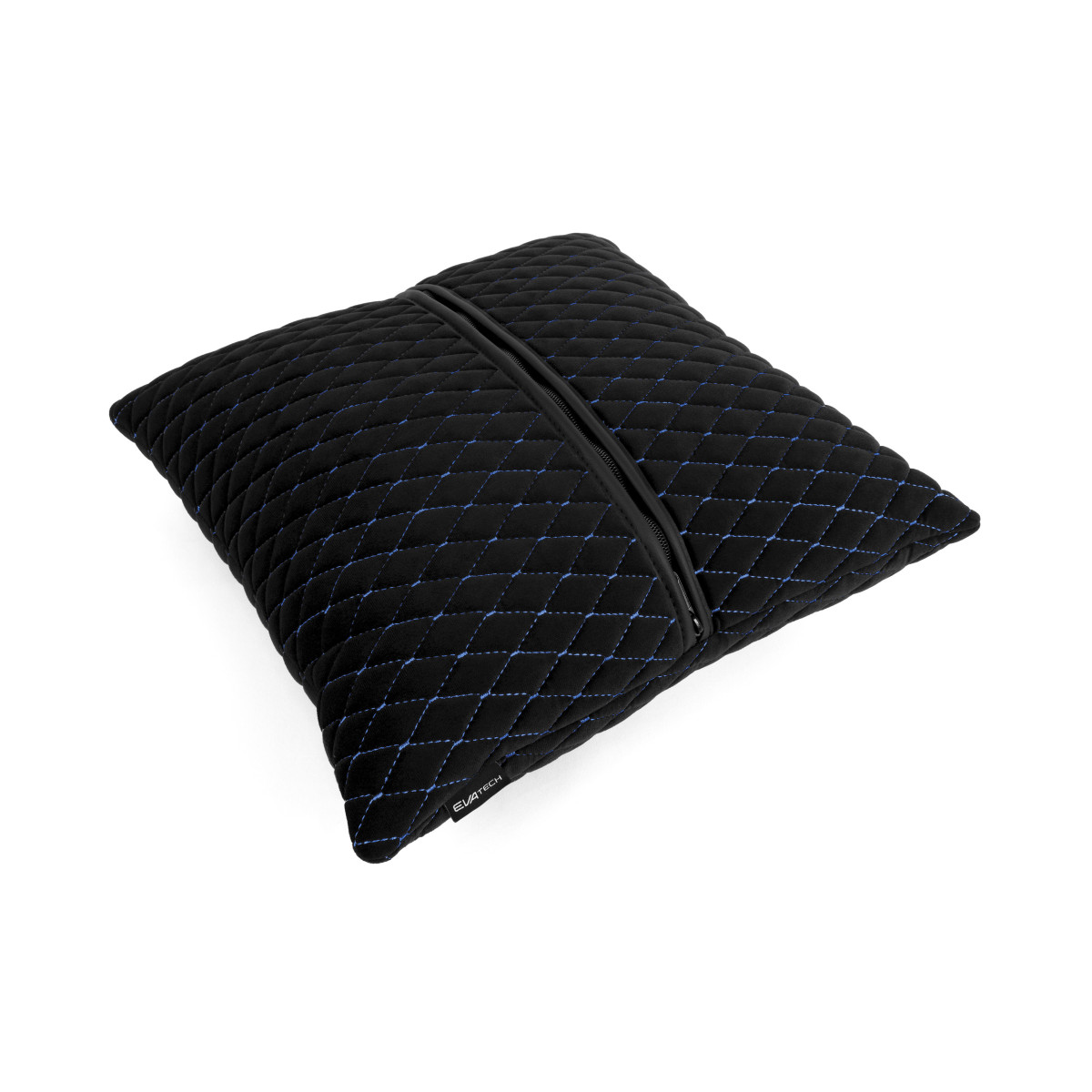 Automobilio pagalvė EVAtech 40x40 cm - juoda / mėlynos siūlės Automobilio pagalvė EVAtech 40x40 cm - juoda / mėlynos siūlės