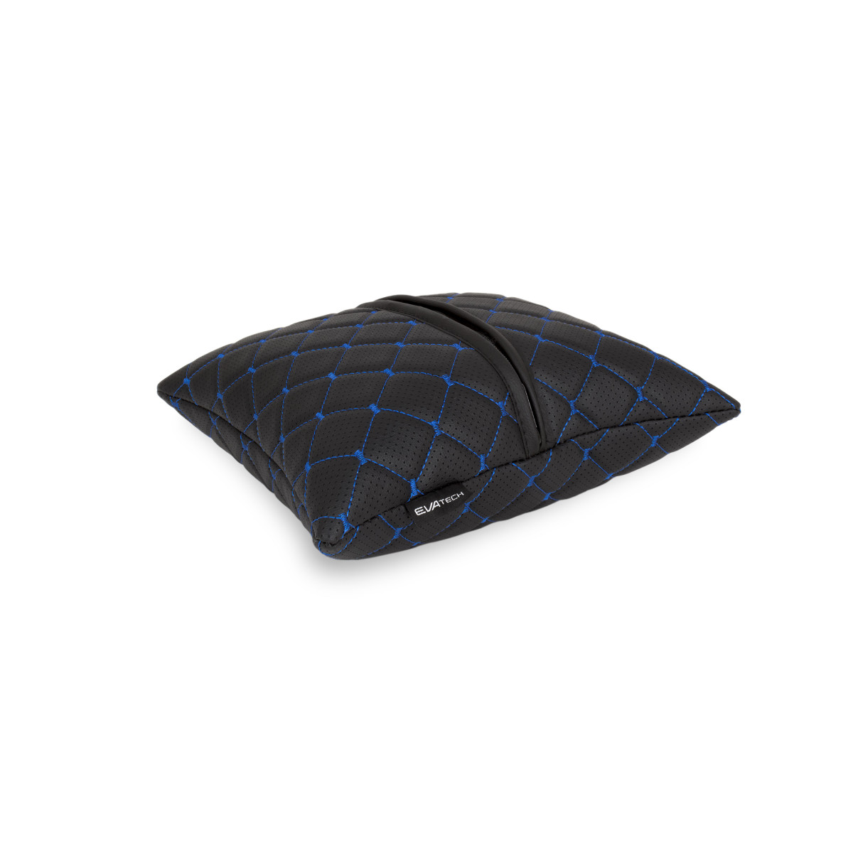 Automobilio pagalvė EVAtech ECO 30x30 cm - juoda / mėlynos siūlės Automobilio pagalvė EVAtech ECO 30x30 cm - juoda / mėlynos siūlės