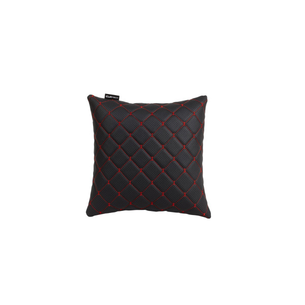 Automobilio pagalvė EVAtech ECO 30x30 cm - juoda / raudonos siūlės