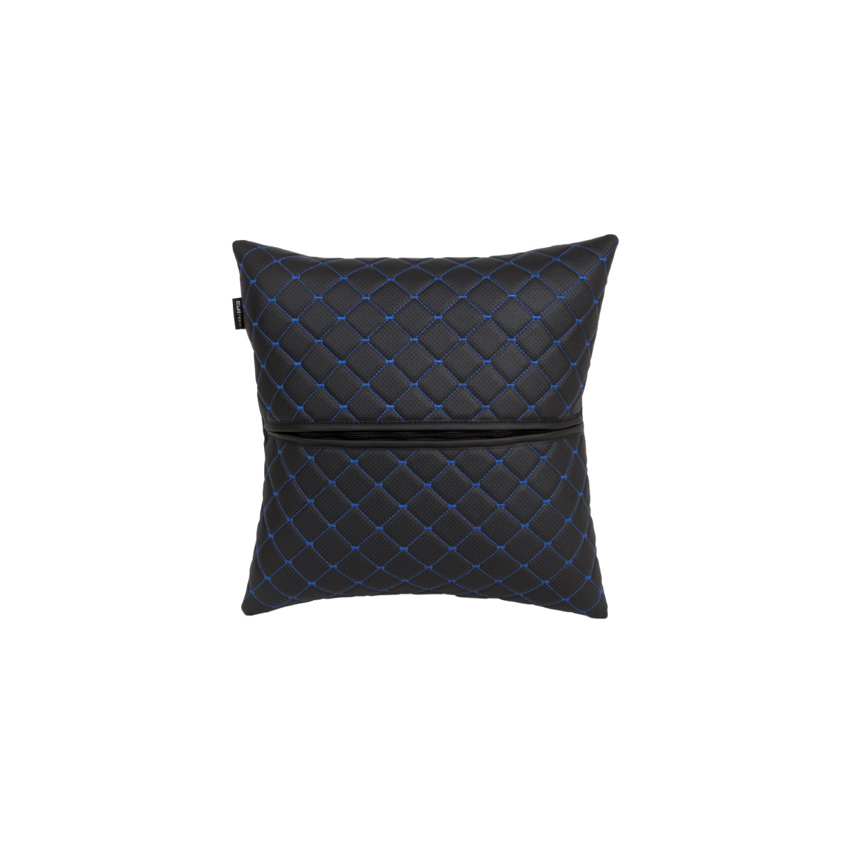 Automobilio pagalvė EVAtech ECO 40x40 cm - juoda / mėlynos siūlės Automobilio pagalvė EVAtech ECO 40x40 cm - juoda / mėlynos siūlės
