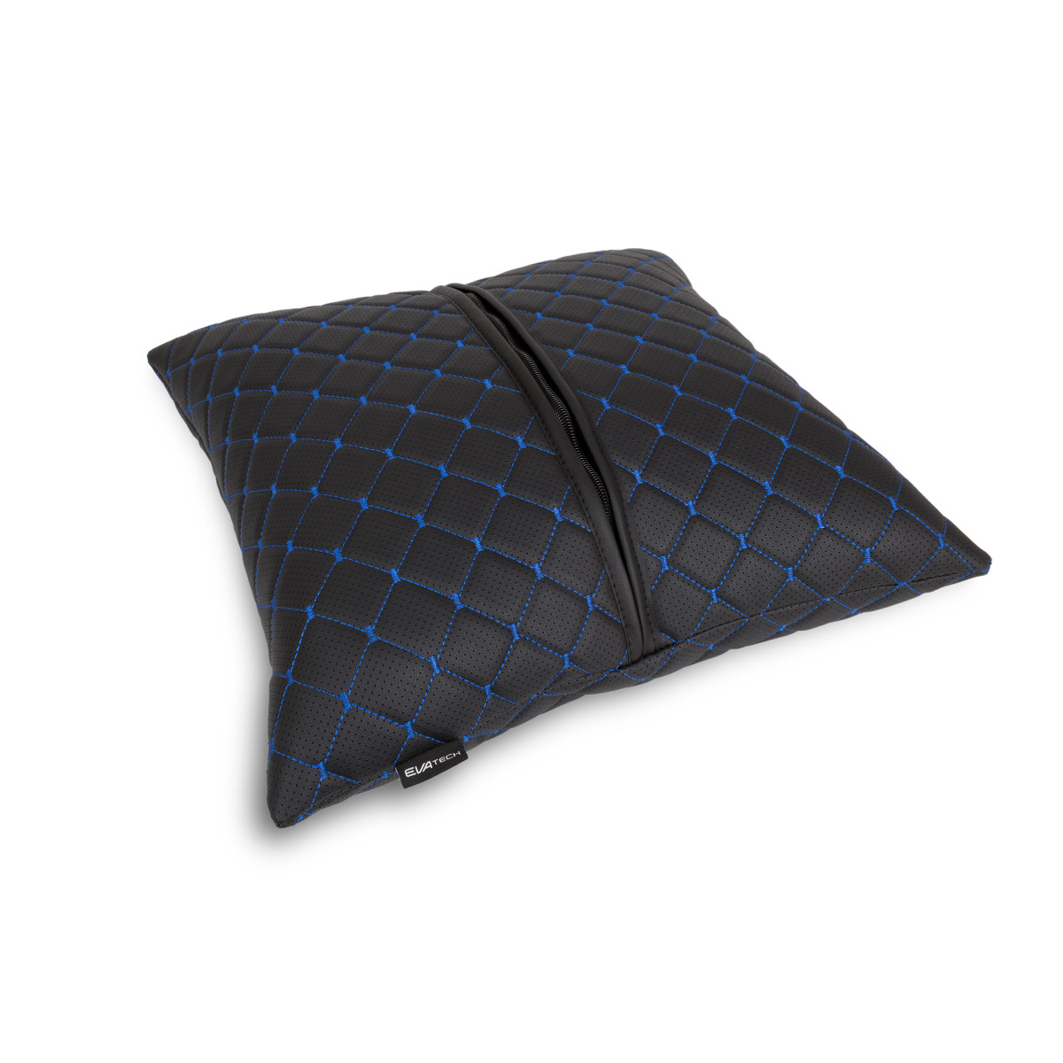 Automobilio pagalvė EVAtech ECO 40x40 cm - juoda / mėlynos siūlės Automobilio pagalvė EVAtech ECO 40x40 cm - juoda / mėlynos siūlės