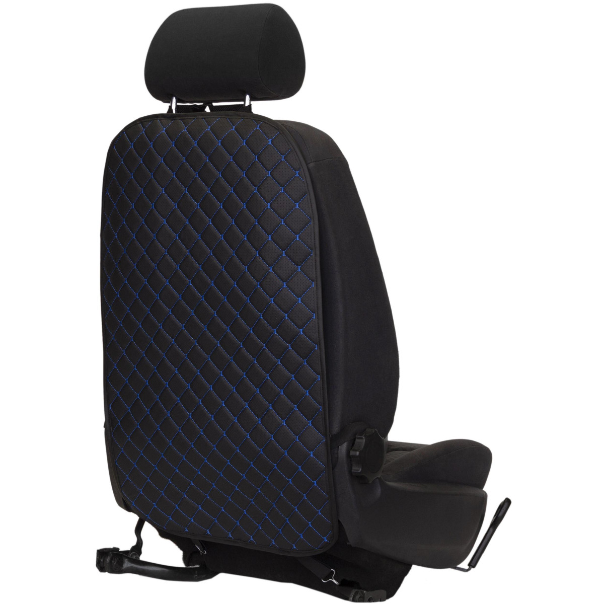 Automobilio sėdynės atlošo apsauga nuo vaikų EVAtech ECO 75x46 cm - juoda / juodi kraštai / mėlynos siūlės Automobilio sėdynės atlošo apsauga nuo vaikų EVAtech ECO 75x46 cm - juoda / juodi kraštai / mėlynos siūlės