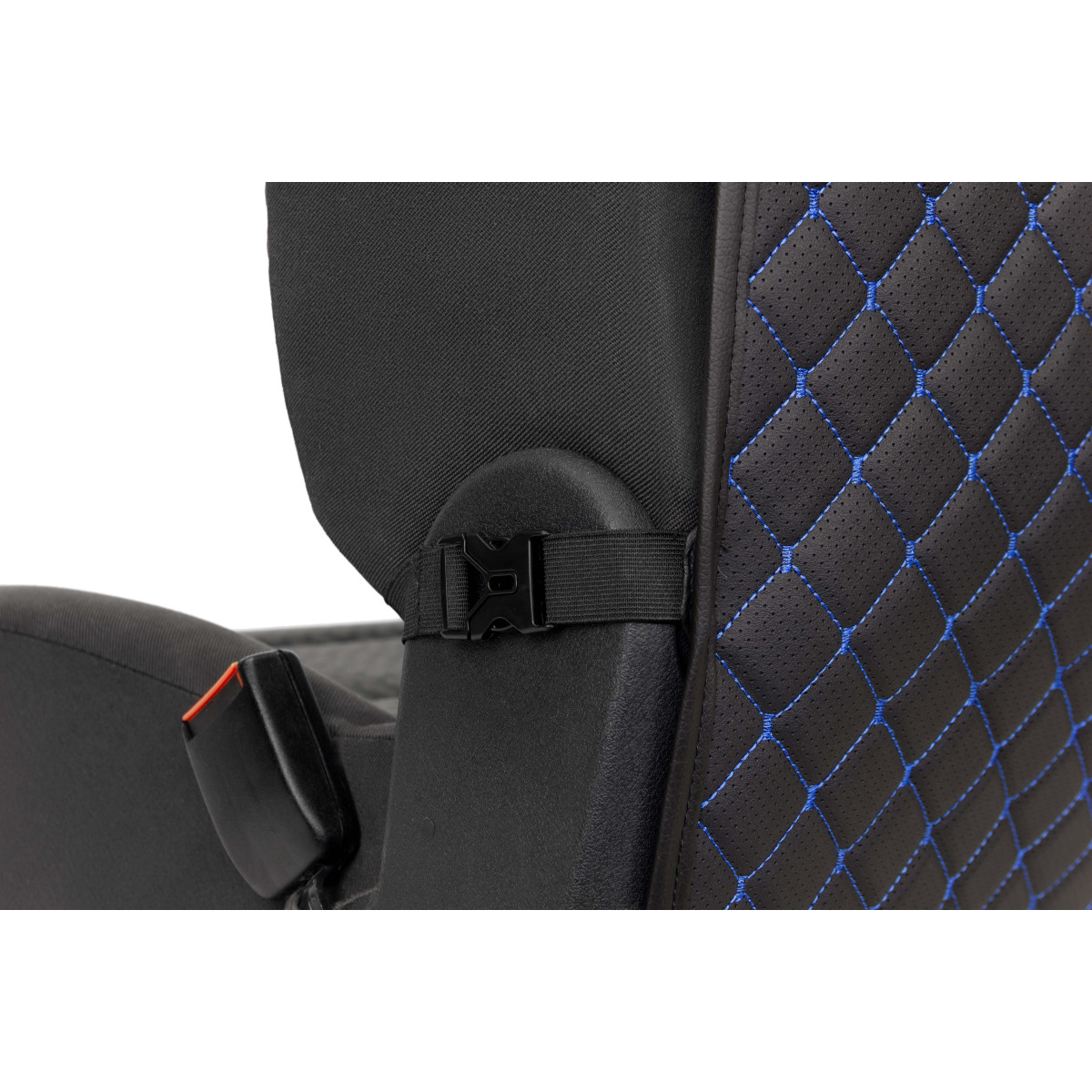 Automobilio sėdynės atlošo apsauga nuo vaikų EVAtech ECO 75x46 cm - juoda / juodi kraštai / mėlynos siūlės Automobilio sėdynės atlošo apsauga nuo vaikų EVAtech ECO 75x46 cm - juoda / juodi kraštai / mėlynos siūlės